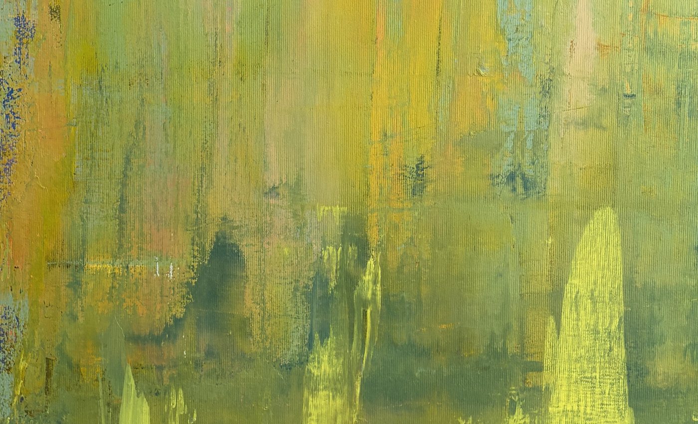 Detail aus „Tropicana“: grüne und gelbe Acrylschichten auf Leinwand